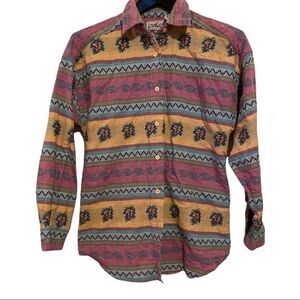 Chic | Vintage CHIC Multi Print Southwestern Leaf Button Down Shirt | S